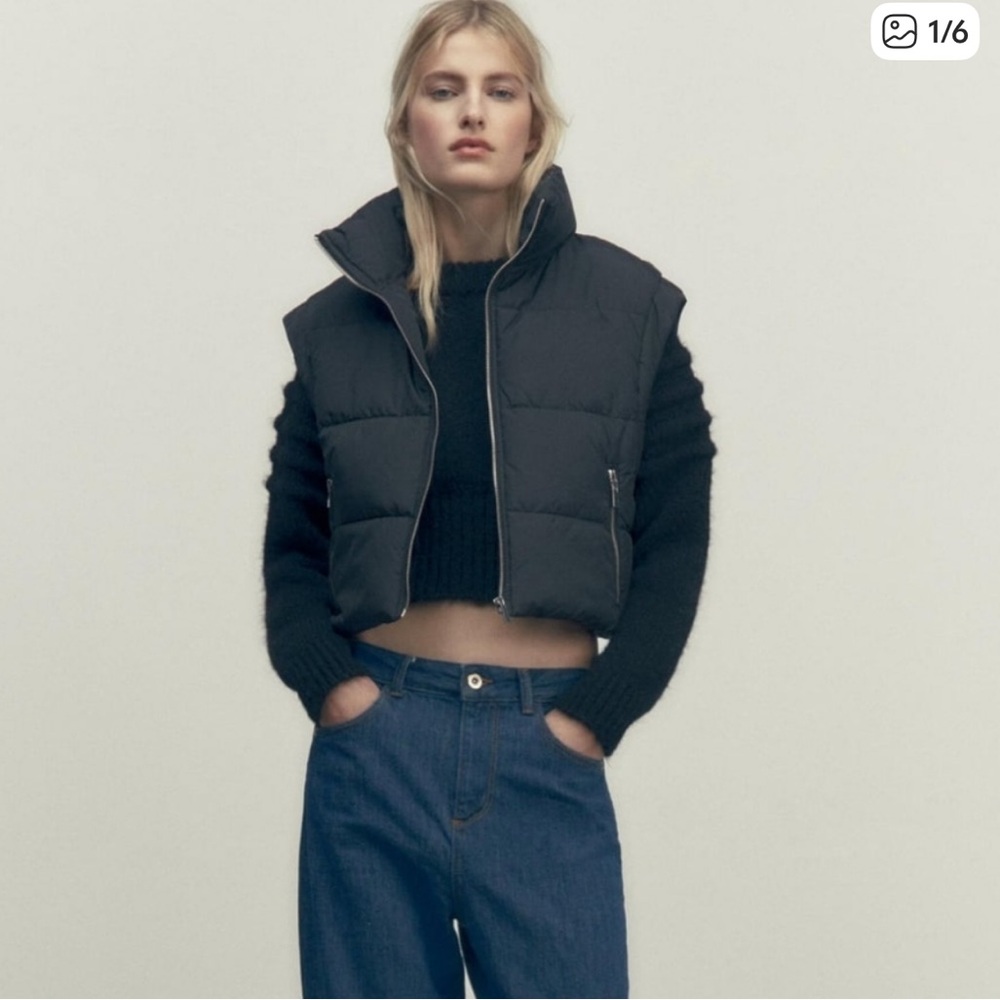 Zara Cropped Vest, Size Small, Black